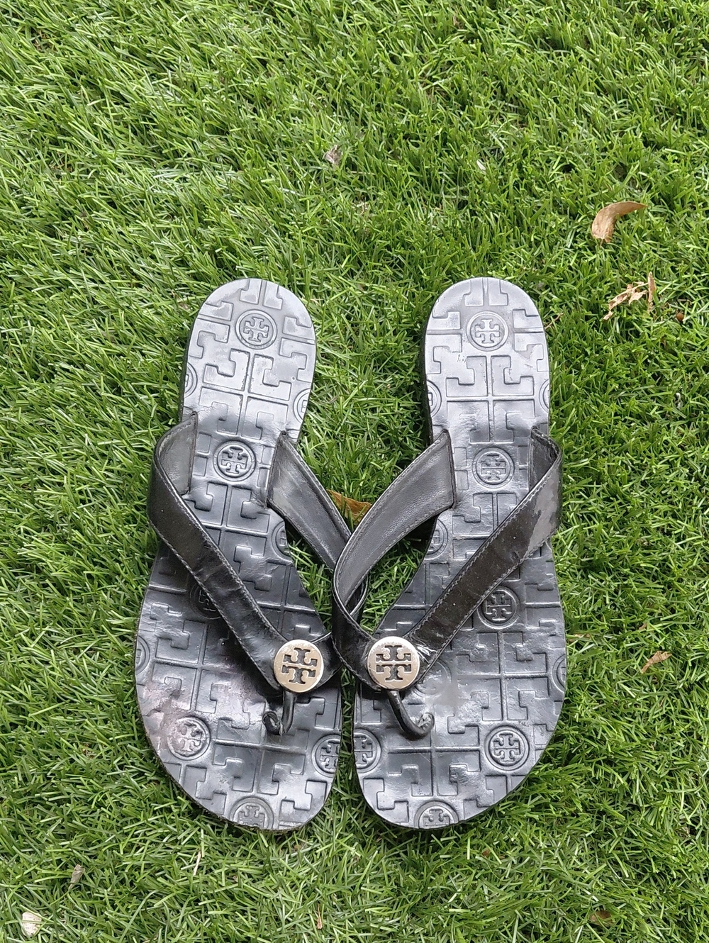 Tory Burch Black Logo-Detail Women's Flip Flop Sandals